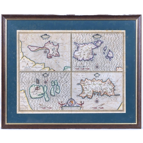 533 - Speede, John (1552-1629), Maps of four Islands on one sheet - Holy Iland, Garnsey (Guernsey), Farne ... 