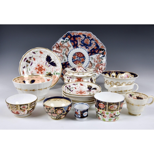 66 - A collection of 19th century Staffordshire Imari pattern dinnerware and other Imari pieces, comprisi... 