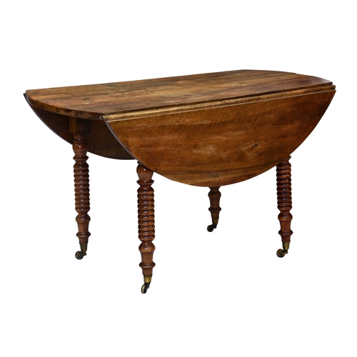 729 - A 19th century and later French provincial walnut concertina action extending dining table, the drop... 