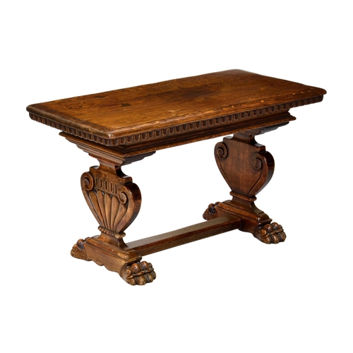 813 - A carved oak drinks table, in the form of a miniature refectory table, early 20th century, the mould... 