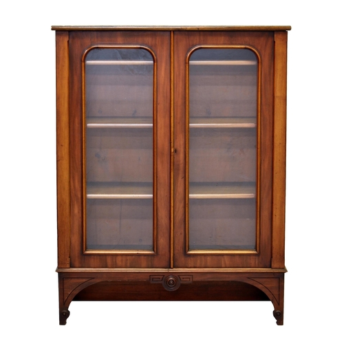 835 - A Victorian mahogany glazed bookcase, converted, the stained beech wood top over a pair of arched gl... 