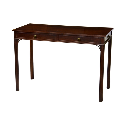 836 - A George III style mahogany centre table, 1950s, the rectangular top with two shallow frieze drawers... 