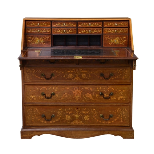 863 - A fine Edwardian Adam-revival style mahogany, satinwood and marquetry bureau in the manner of Edward... 