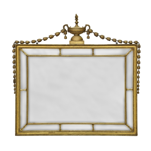 879 - An Adam style neoclassical giltwood overmantel mirror, early 20th century, the rectangular plate wit... 