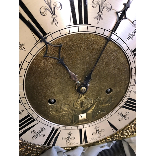 225 - A George III cross banded oak eight day longcase clock by John Shepley of Stockport, the bell strike... 