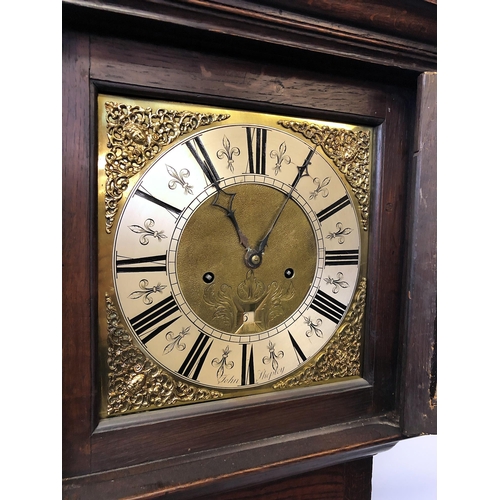 225 - A George III cross banded oak eight day longcase clock by John Shepley of Stockport, the bell strike... 