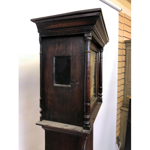 225 - A George III cross banded oak eight day longcase clock by John Shepley of Stockport, the bell strike... 