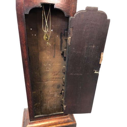 225 - A George III cross banded oak eight day longcase clock by John Shepley of Stockport, the bell strike... 