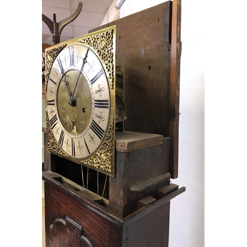 225 - A George III cross banded oak eight day longcase clock by John Shepley of Stockport, the bell strike... 