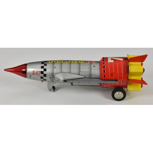 2534 - A vintage boxed Japanese battery powered Space Rocket SOLAR-X by Nomura, having blinking lights and ... 