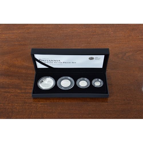 273 - Numismatics interest - The Royal Mint 2009 UK Britannia four-coin Silver Proof set, comprising a £2;... 