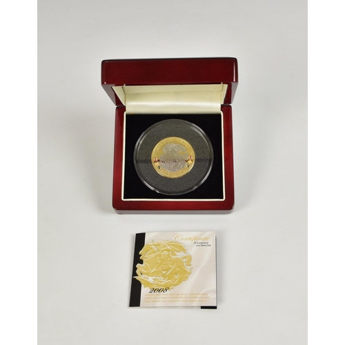 421 - Numismatics interest - The London Mint Gold-plated silver Tristan Da Cunha 'Queens Titles' Five Poun... 