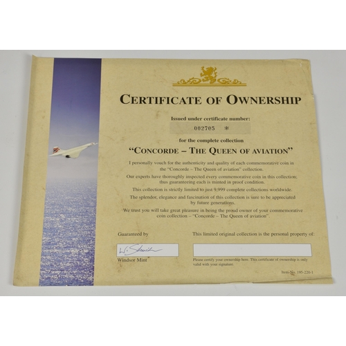 439 - Numismatics - Windsor Mint - Concorde The Queen of the Aviation, limited edition commemorative coin ... 