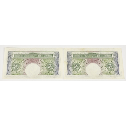 460 - BRITISH BANKNOTES - Bank of England - One Pounds (2), c.1950, Signatory P. S. Beale, serial numbers ... 