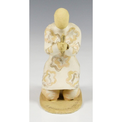 52 - Audrey Blackman (British, 1907-1990), a rolled clay figure of a kneeling Chinaman at prayer, signed ... 