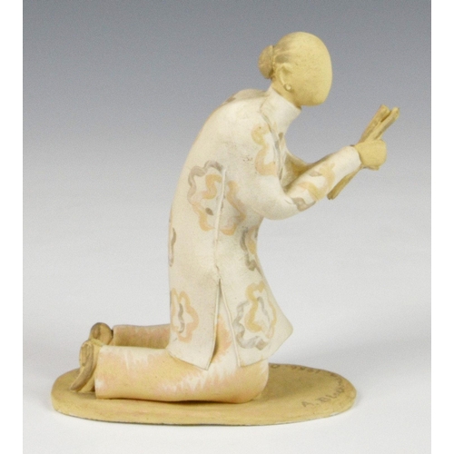 52 - Audrey Blackman (British, 1907-1990), a rolled clay figure of a kneeling Chinaman at prayer, signed ... 