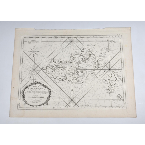 535 - Jacques Nicolas Bellin (French, 1703-1772), a pair of uncoloured engraved charts with cartouche, com... 