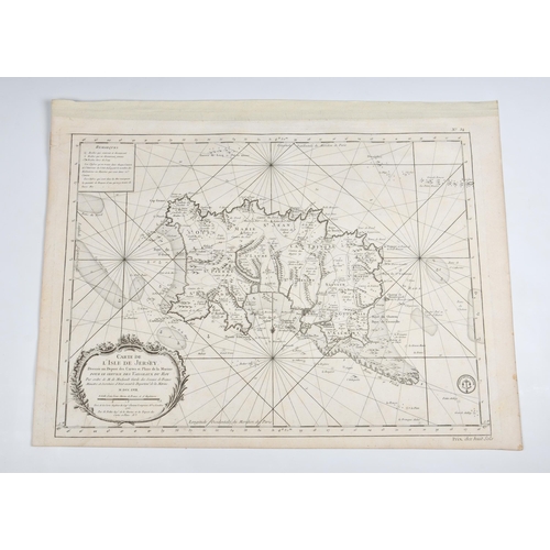 535 - Jacques Nicolas Bellin (French, 1703-1772), a pair of uncoloured engraved charts with cartouche, com... 