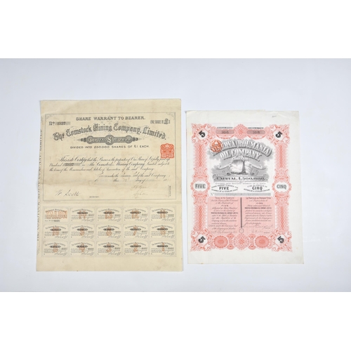 538 - A small collection of late 19th and early 20th century share and bond certificates, including a Conf... 