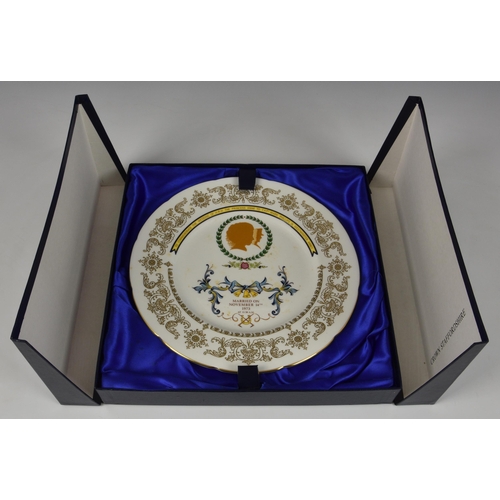 58 - Two cased Royal commemorative plates, to include Caverswall China  plate to commemorate the wedding ... 