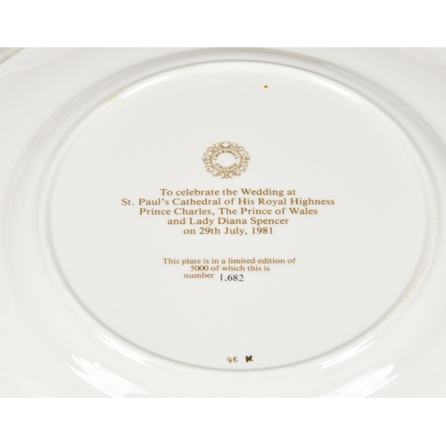 58 - Two cased Royal commemorative plates, to include Caverswall China  plate to commemorate the wedding ... 