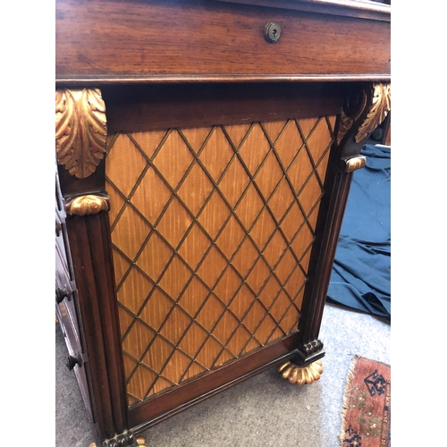 830 - A William IV rosewood and parcel gilt Davenport desk in the manner of Gillows of Lancaster, the slid... 