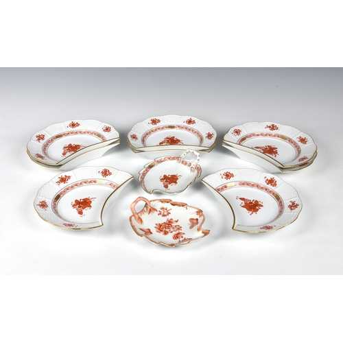 1 - A collection of Herend porcelain Orange Apponyi 'Chinese bouquet' dinnerware, each piece decorated w... 