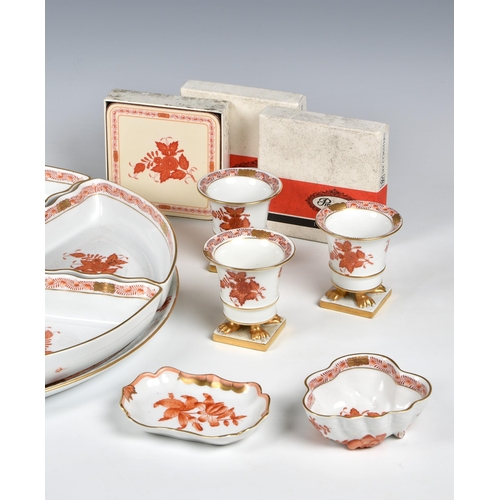 1 - A collection of Herend porcelain Orange Apponyi 'Chinese bouquet' dinnerware, each piece decorated w... 