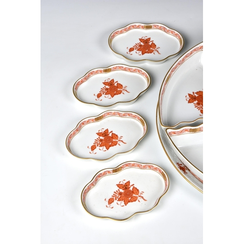 1 - A collection of Herend porcelain Orange Apponyi 'Chinese bouquet' dinnerware, each piece decorated w... 