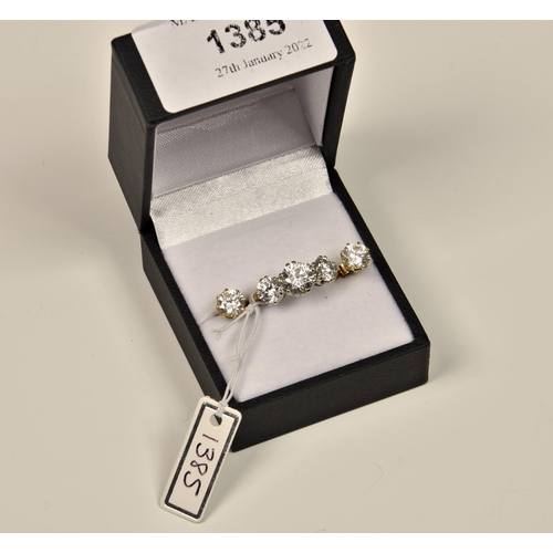 1003 - A 9ct gold and CZ trilogy ring, together with a matching pair of CZ stud earrings. (3)