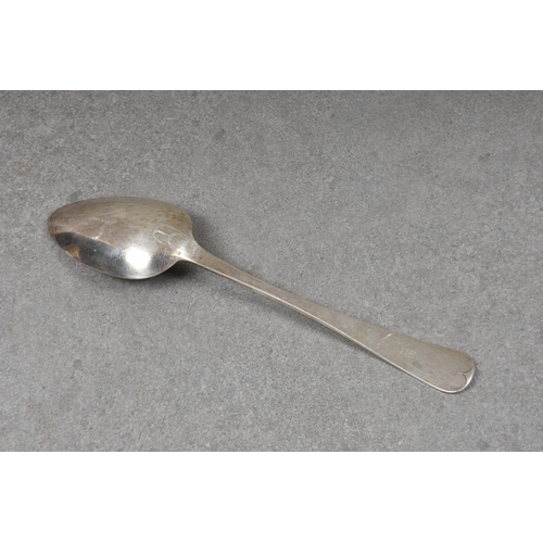 104 - A Channel Islands silver bright cut Old English pattern table spoon, maker's mark T.DG J.LG struck o... 
