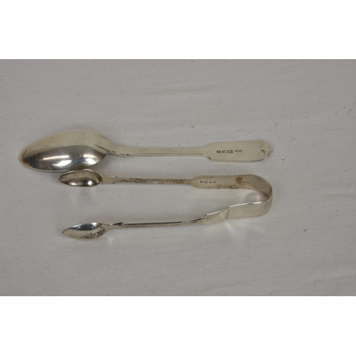 105 - A collection of Channel Islands related silver spoons and sugar tongs, the tongs of typical form, Je... 