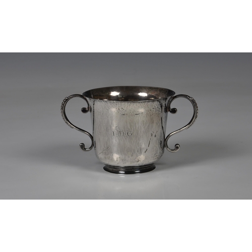 109 - An 18th century Channel Islands silver christening cup, overstruck maker's mark TM (unknown, Guernse... 