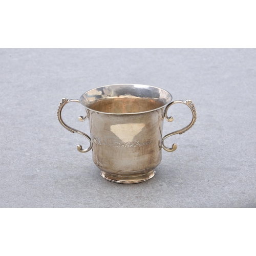 114 - An 18th century Channel Islands silver christening cup, maker's mark IH struck once to base (Jean He... 