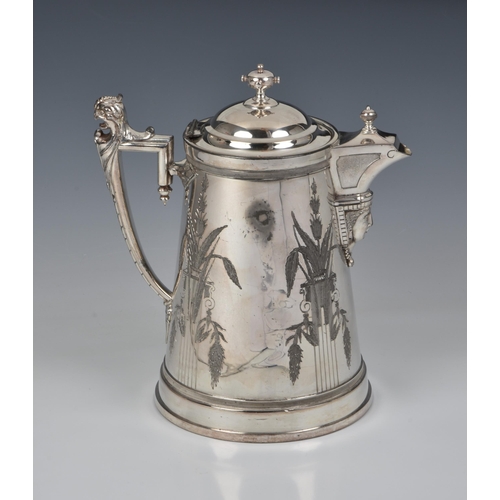 127 - A Victorian Egyptian revival Reed & Barton silver plate water pitcher, designed by James Stimpson, 1... 