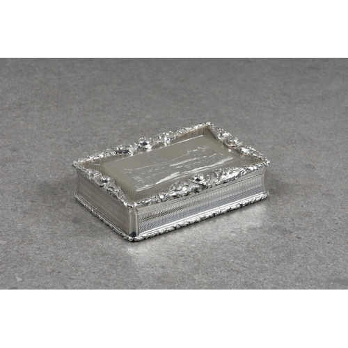 142 - A George IV silver castle-top snuff box, Nathaniel Mills, Birmingham, 1829, of large proportions, re... 