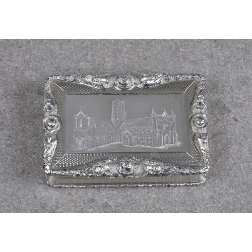 142 - A George IV silver castle-top snuff box, Nathaniel Mills, Birmingham, 1829, of large proportions, re... 