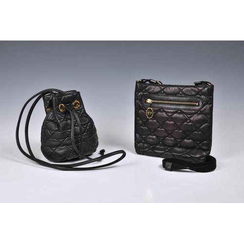 1449 - Two Lulu Guinness black quilted leather lips bags, comprising a Jamie cross body bag, with single zi... 