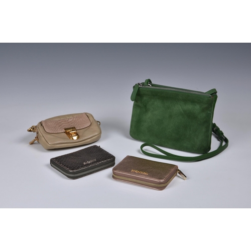 1454 - Four Coccinelle bags and wallets, comprising a green leather and suede two-compartment shoulder bag;... 