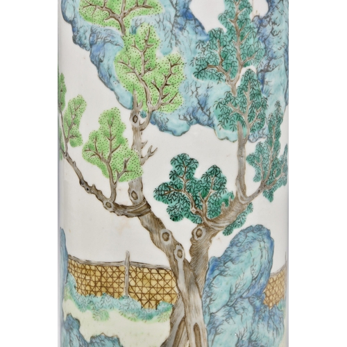 1523 - A Chinese porcelain famille rose sleeve vase, probably early 19th century, finely painted with five ... 