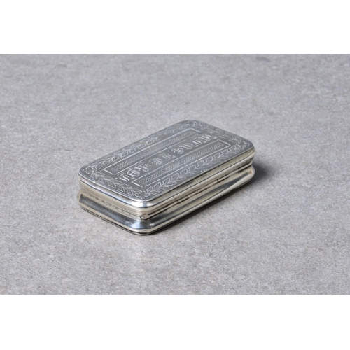 154 - A George III silver snuff box, Matthew Linwood, Birmingham, 1809, of rectangular form with rounded c... 