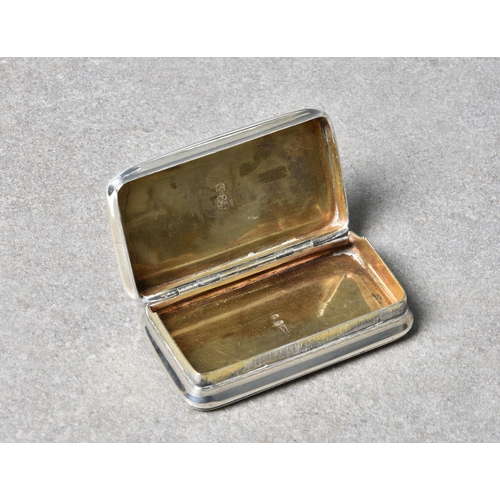 154 - A George III silver snuff box, Matthew Linwood, Birmingham, 1809, of rectangular form with rounded c... 