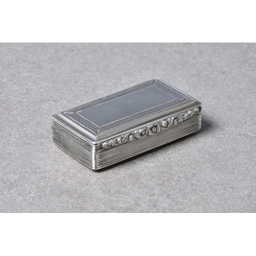 155 - A George IV silver snuff box, Edward Smith, Birmingham, 1827, of rectangular form with rounded corne... 