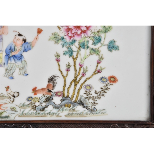 1566 - A fine quality Chinese famille rose porcelain 'Boys' plaque, Guangxu six character mark lower left, ... 