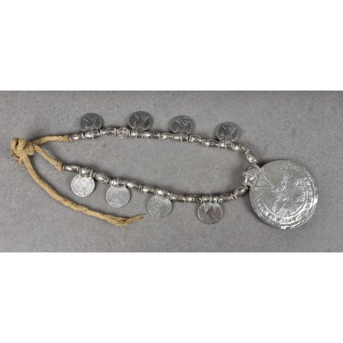 1647 - Early 20th century Omani Thaler silver Necklace, eight coins attached are Maria Theresa Thalers date... 