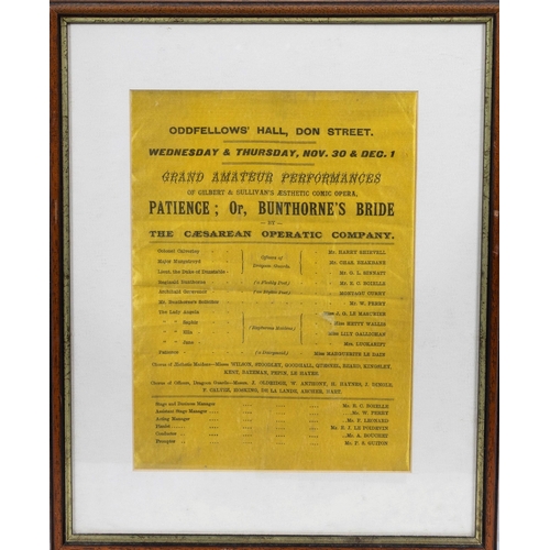 1688 - Channel Islands theatre interest - a framed promotional programme, early 20th century, printed on ye... 