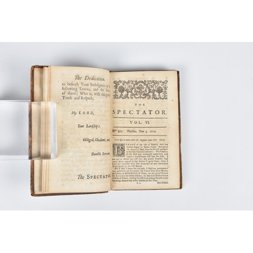 1721 - The Spectator - 1729, six volumes, vols II, III, V, VI, VII and VIII, contemp. tan full gilt panelle... 