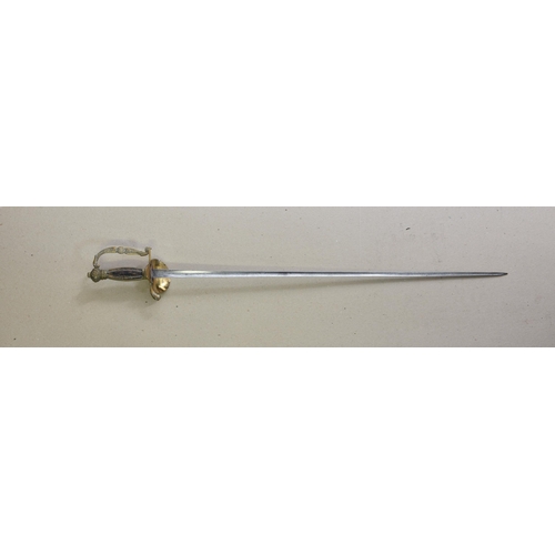 1806 - A Dutch Court Sword, with brass decorated hilt, wooden inset handle, the guard with coat of arms of ... 