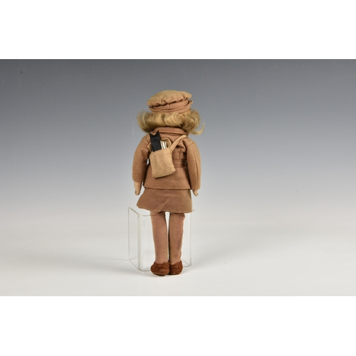 1808 - A WWII British Norah Wellings felt doll in 'ATS' uniform, 12in. (30.5cm.) tall  Very good, slightly ... 