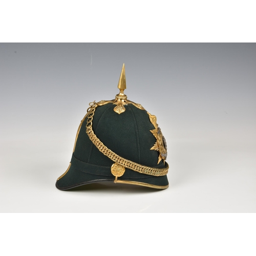 1833 - A 3rd Royal Guernsey Militia Victorian Officer's Green Cloth Home Service Helmet, the green cloth co... 